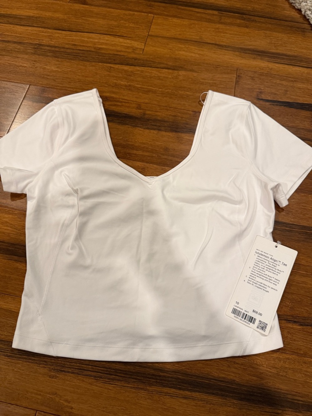 Lululemon Align Tee - Crop White V-Neck Women's Top - 10